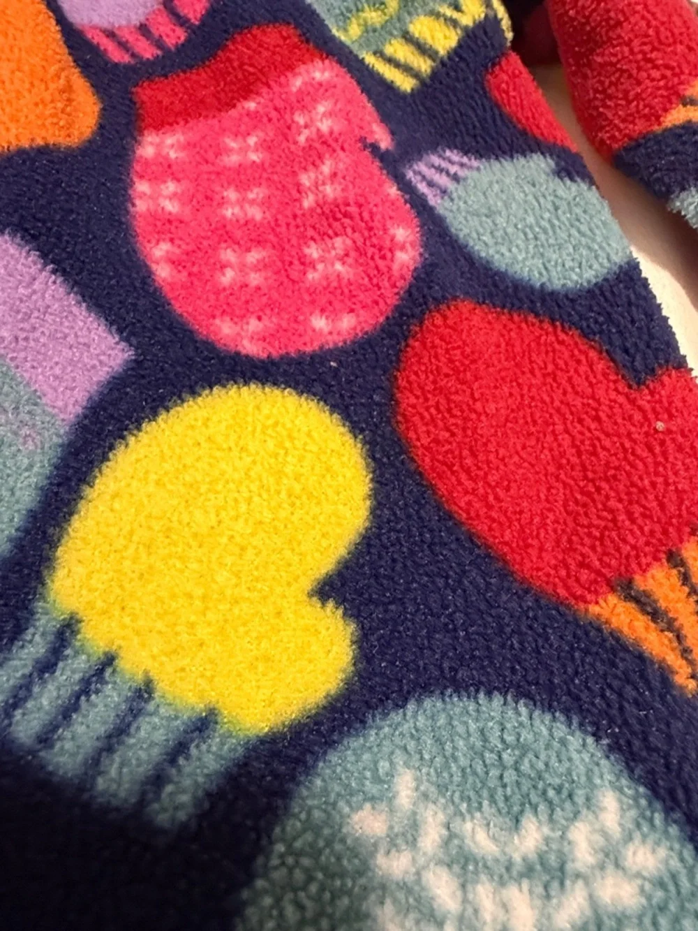 Place Navy Fleece Footed One-Piece with Colorful Mitten Print 18-24months
